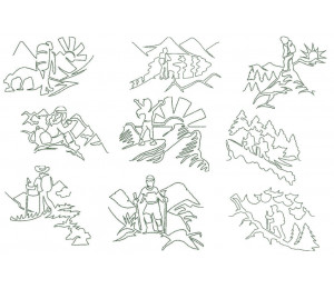 Stickserie - Hiking Wandern Line Art 7